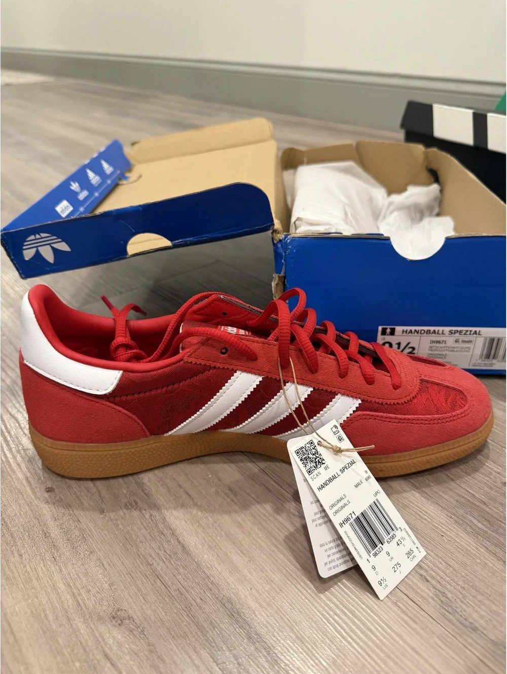 Adidas Handball Spezial Red and White Sneakers Size 9.5